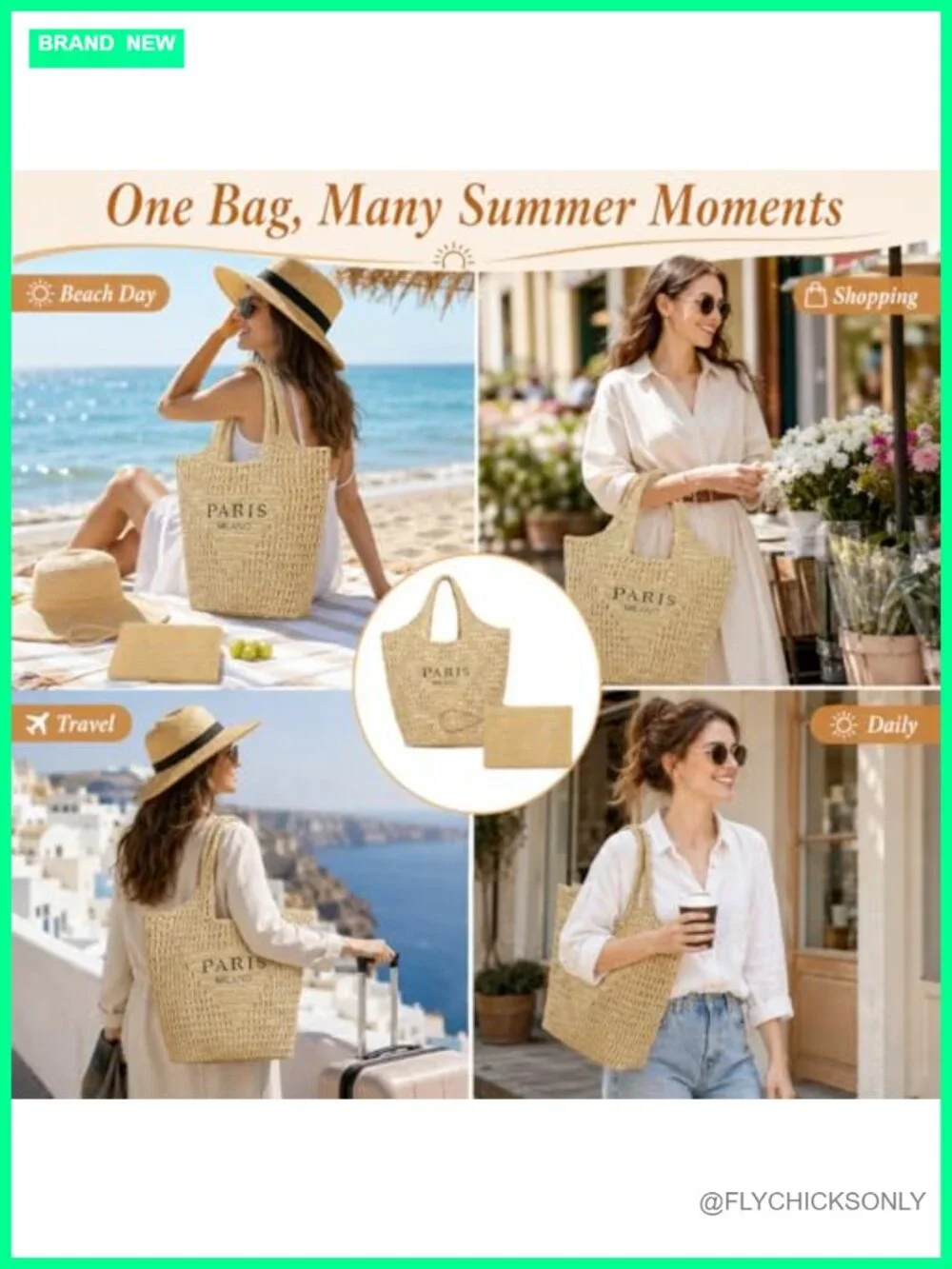 Woven Straw Hobo Bag with Clutch - Beach Summer Handbag Shoulder Bag